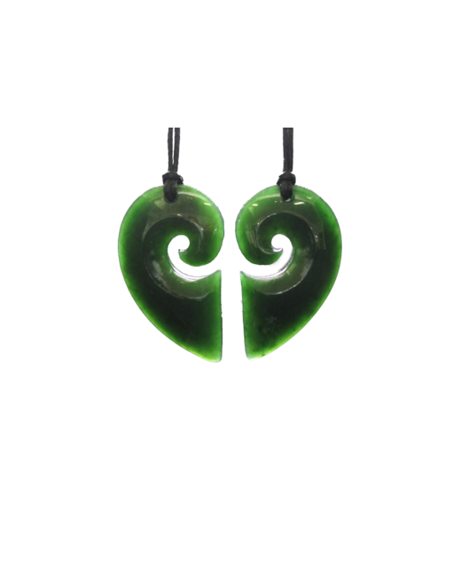 NZ Greenstone Koru x2 Heart 45mm