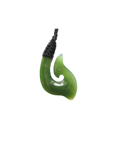 NZ Greenstone Fish Hook 40mm - Wrapped