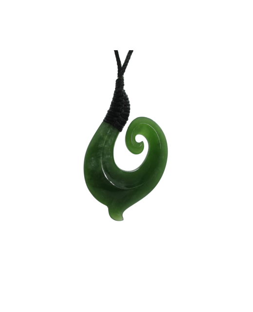 NZ Greenstone Fish Hook 42mm - Wrapped