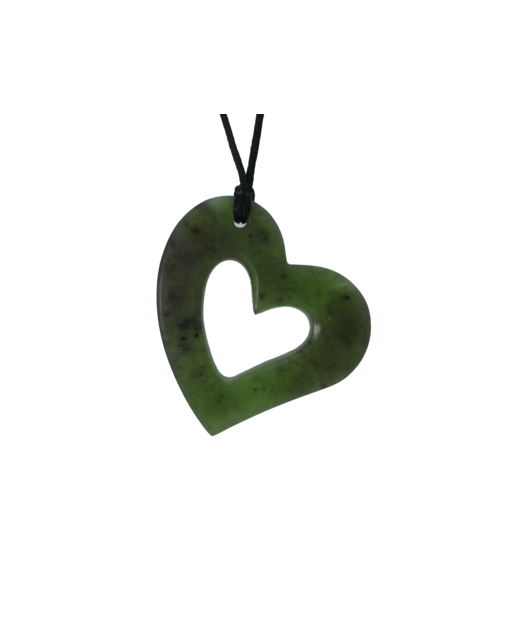 NZ Greenstone Siloette Heart 35mm